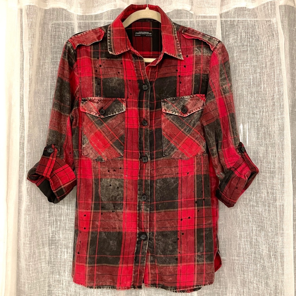 Zara Red Plaid Button Down